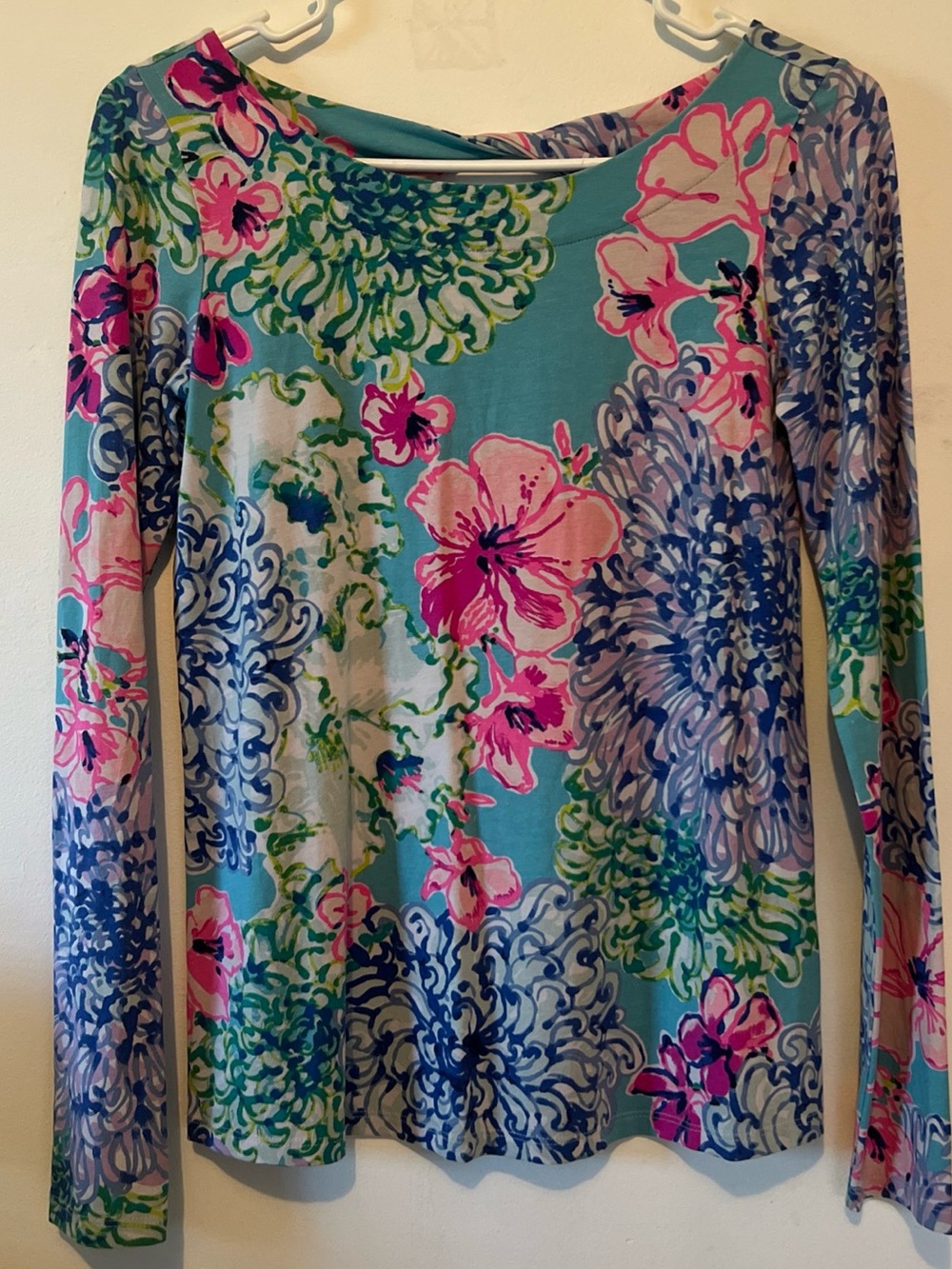 Lilly Pulitzer Floral Long Sleeve Top in Blue & Pink Size XS